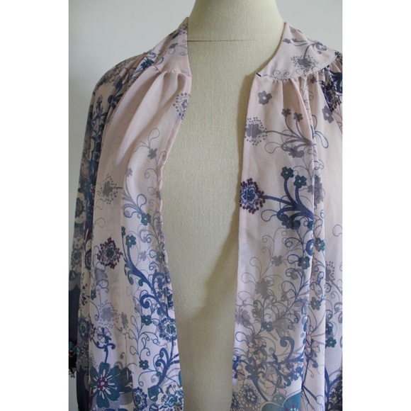 Umgee Gypsy Bohemian Boho Open Front Aztec Beading Kimono S/M - Picture 5 of 8